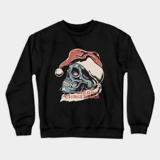 merry christmas skull santa illustration Crewneck Sweatshirt